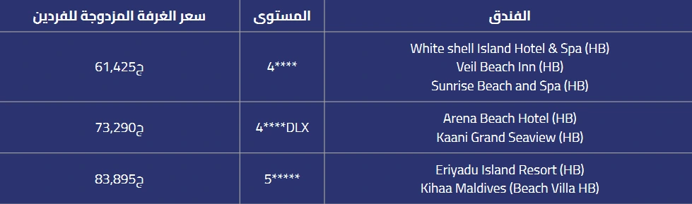 سعر رحلات شعر العسل المالديف